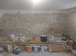 Restoration of stone walls and moisture treatment